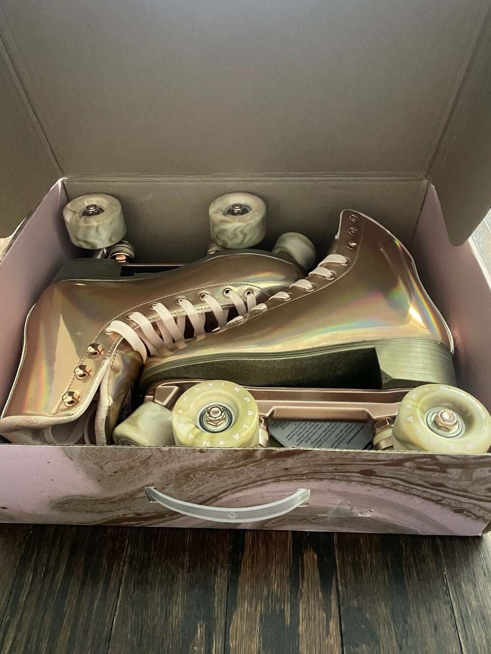 Impala Marawa Rose Gold Holographic Quad Roller Skates Size 8 US